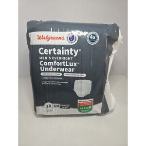 Men's Overnight Comfort Underwear S/M Fits 34-44" Waist, Highest Absorption